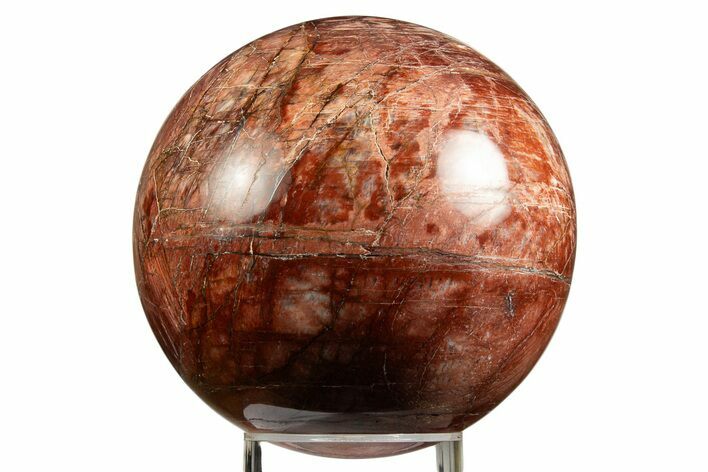 Polished Vibrant Red Feldspar Sphere - Madagascar #338364
